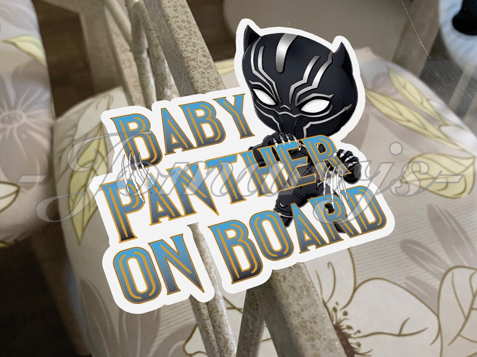 Custom Black Panther Baby (or Kid) on Board Sticker Decal Cute Marvel TChalla