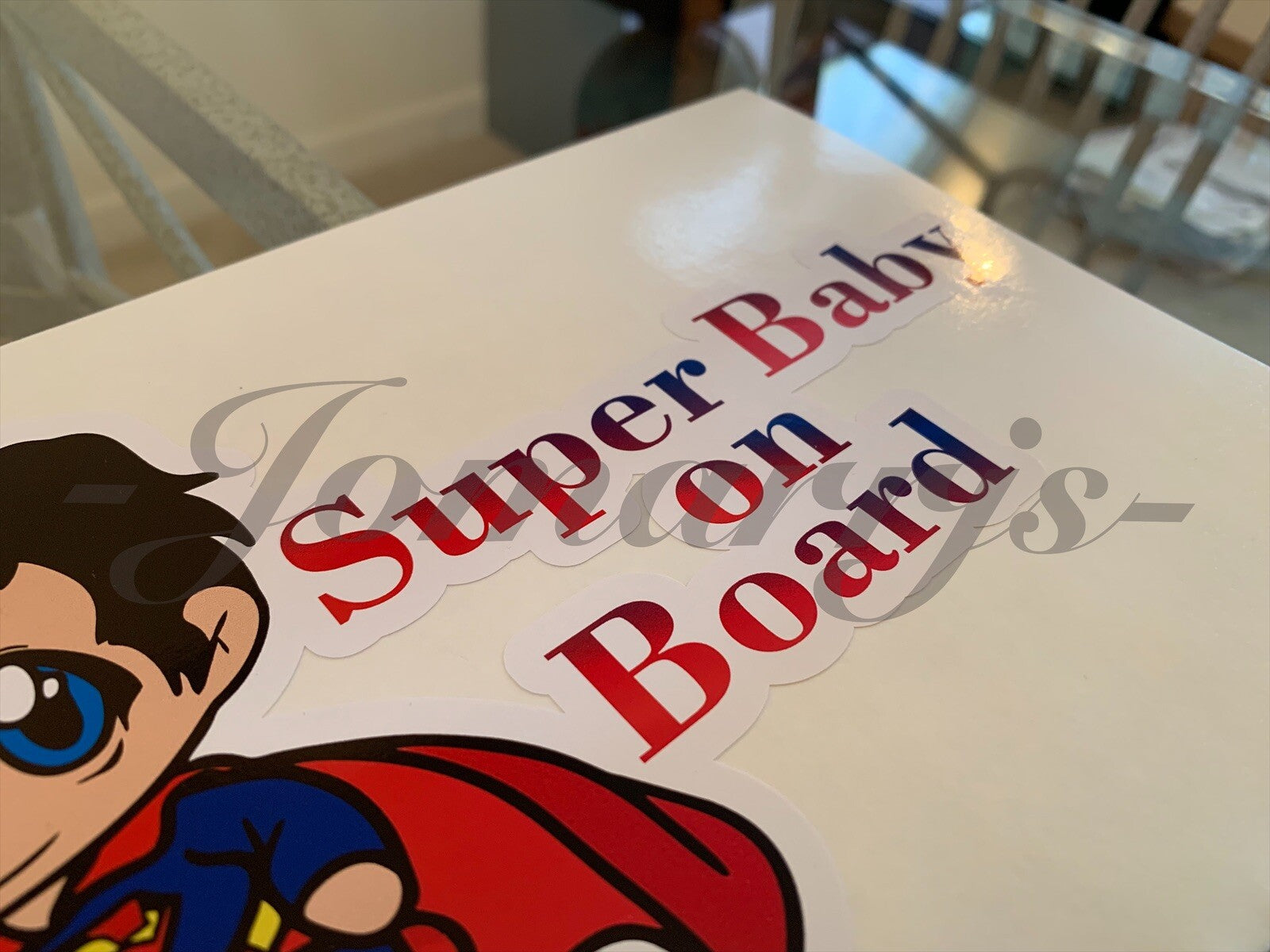 Custom Super Baby (or Kid) on Board Vinyl Sticker Decal Cute Superman dc comics