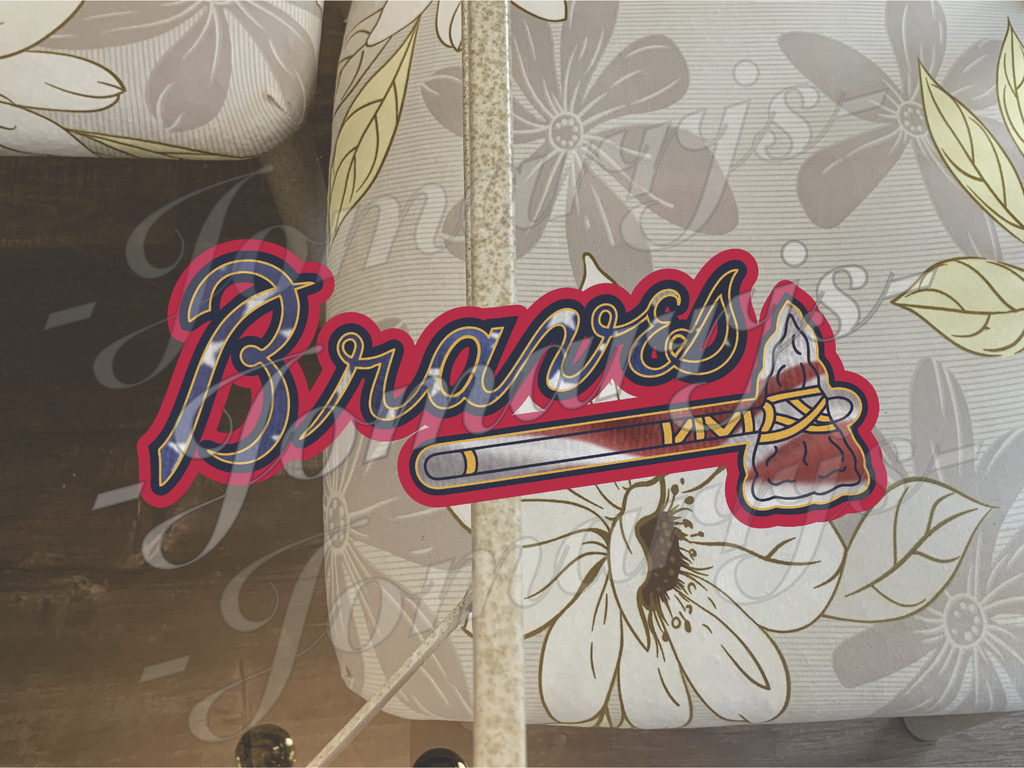 Atlanta Braves Custom American Flag MLB Sticker Decal #ForTheA 2"-18" waterproof