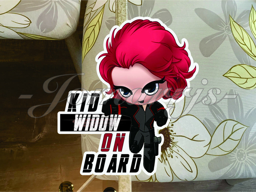 Black Widow Baby (or Kid) on Board Sticker Marvel Comics Avengers Natalie Chibi